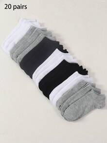 1/5/10/15/20双混色时尚休闲情侣/女士短袜，四季皆宜的圣诞礼物