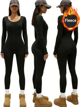 一件式休闲运动瑜伽健身女式抓绒连体衣