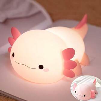 【可爱墨西哥钝口螈夜灯】USB充电LED灯 - 可爱墨西哥钝口螈夜灯，带定时器，触摸式可调光变色，柔和灯光，适合婴儿房、卧室、办公室装饰 - 生日、圣诞节、节日的完美礼物，卧室夜灯，趣味设计，耐用塑料材质