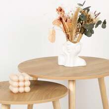 Max Home Conjunto de 2 mesas laterais, D40x44 cm e D50x50 cm, capacidade máxima de peso 5 kg, empilháveis, cor madeira natural, pés em madeira natural, para sala de estar, sala de jantar, escritório, decoração, estilo moderno ✅ Entrega em 24/48h para Espanha (península)