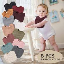 5件/套 随机颜色 婴儿围兜，6层，超强吸水，有效吸收宝宝口水和污渍，男女宝宝通用 - 彩色 - 查看 12