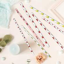 100 قطعة/عبوة 9 نمط متعدد الألوان قش ورقي بنمط الفاكهة 6*197 مم - تفاح/كرز/ليمون/بطيخ/فراولة/أناناس | طراز صيفي، مناسب لحفلات هاواي والشاطئ والتجمعات والبارات والمطابخ المنزلية. ديكورات عيد الميلاد