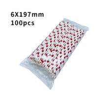 100 قطعة/عبوة 9 نمط متعدد الألوان قش ورقي بنمط الفاكهة 6*197 مم - تفاح/كرز/ليمون/بطيخ/فراولة/أناناس | طراز صيفي، مناسب لحفلات هاواي والشاطئ والتجمعات والبارات والمطابخ المنزلية. ديكورات عيد الميلاد