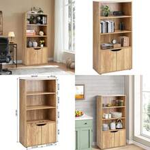 FurnitureR Estante de Exhibición Independiente Mesita de Noche de 2 Cubos con Gabinete de Almacenamiento de Fotos de Libros de Una Puerta, Estante De Almacenamiento Organizador Haya(Haya Big) - Multicolor - Ver 1