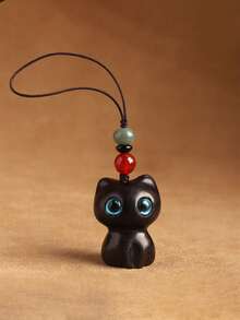 猫形幸运饰品，手工檀香木钥匙扣，猫形钥匙圈，木质汽车钥匙扣，包包挂件，钥匙链，汽车钥匙扣，手机挂绳，手工编织手机链，幸运钱包挂件，送给朋友、家人、派对礼品、活动纪念品、蘑菇爱好者和圣诞节的绝佳礼物 - 彩色 - 查看 11