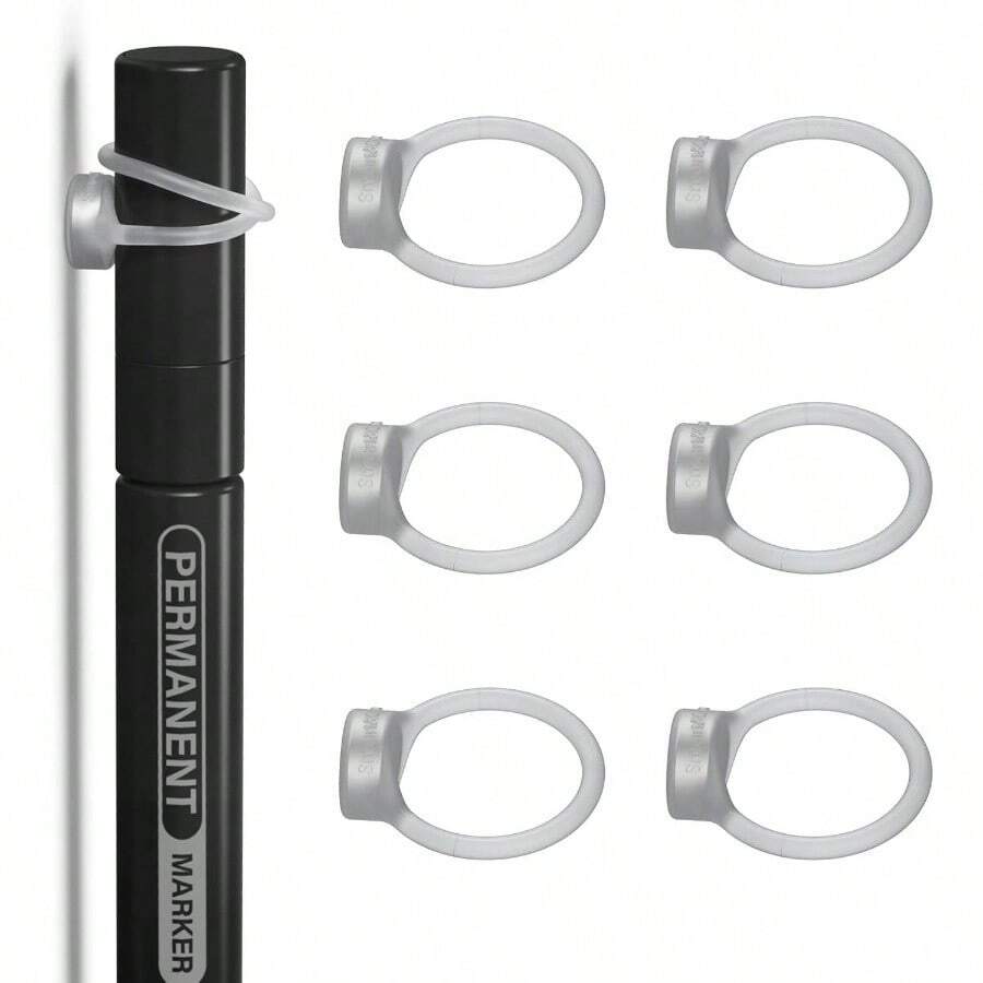 Magnetic Pen Holder, Small Magnetic Silicone Ties Holding Pens, Pencils, Markers 6 Pack, Transparent - Trong suốt + Gói 6 - Xem 1