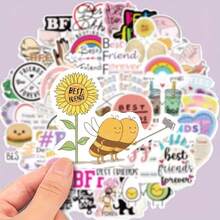50pcs Friendship Best Friend Stickers, Cartoon Graffiti Decoration Stickers, Waterproof Vinyl Stickers, For Water Bottle Car Cup Computer Guitar Bike Motorcycle Skateboard Helmet Luggage Diary, DIY Scrapbook Stickers Pack, Gift For Boys & Girls - Multicolor - View 3