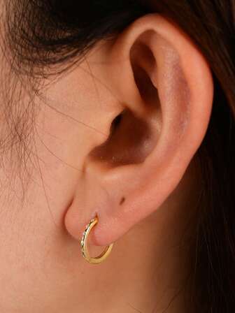 1 par de pendientes de plata de ley 925 con circonita cúbica, pendientes geométricos circulares minimalistas, diseño único y de moda