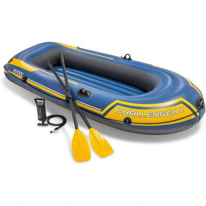 Intex 236cm Challenger 2 Inflatable Floating Sports Boat W Oars Paddles 14y+