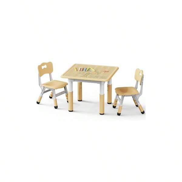 Table And 2 Chairs Set, Height Adjustable Table And Chair Set, Graffiti Desktop, Classroom/Daycare/Home, Multi - Activity Table Ages 2 - 8