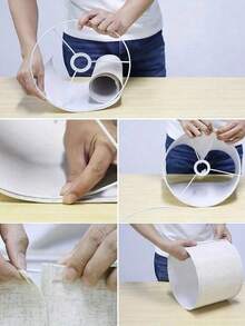 1pc Natural Linen Lamp Shade, Cylindrical Table Lamp Shade, Classic Modern Large Cylindrical Lamp Shade, Beige Floor Lamp Shade, Handmade Natural Linen, Best Birthday Gift - White - View 4