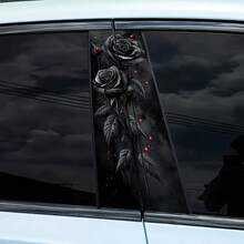 2件裝磨砂黑玫瑰汽車B柱貼紙，防水防刮自黏式車輛貼紙，適用於SUV、卡車、摩托車 - 2 Pcs - 查看 7