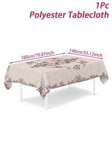 1pc Pink Floral Tablecloth, Floral Style Decorative Tablecloth, Spring Decor Tablecloth & Table Runner, Party Decoration, Restaurant & Kitchen Dining Table Round Tablecloth, Birthday Decor, Birthday Gift, Home & Kitchen Decor, Party Favor - Pink Flowers - View 7