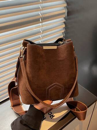 Yeni Moda Niş Şık Günlük Çok Yönlü Kova Çanta, Retro Klasik Yüksek Kaliteli Geniş Askılı Kadın Omuz Çantası, İş, Buluşma, Alışveriş ve Günlük Kullanım İçin Uygun Çapraz Çanta