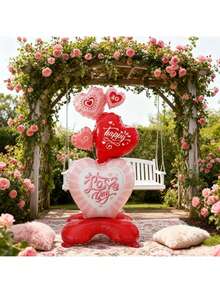 60-Inch Romantic Heart-Shaped Foil Balloon - No Power Needed, Suitable For Weddings, Anniversaries, Birthdays, Engagements - Perfect Couples Gift, Holiday Decor, No Power Source Required - Multicolor - View 5