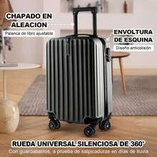 Equipaje de mano de 20 pulgadas, maleta rígida con,  ruedas giratorias ligeras, ABS resistente, equipaje de mano compacto para viajes de fin de semana, hombres y mujeres versión en negro y azul - Negro - Ver 4