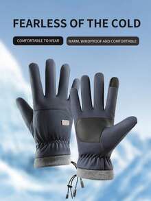 1 Pair Winter Ski Outdoor Riding Waterproof Windproof Anti-Freezing Anti-Slip Thermal Lined Thick Touchscreen Motorcycle Gloves For Men Fleece Gloves Added Fluff Snow Gloves - Multicolor - View 7