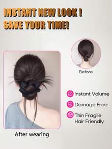 人造发髻发片，爪夹发髻发夹，人造假发髻接发，女士日常发髻发片，人造发饰假发