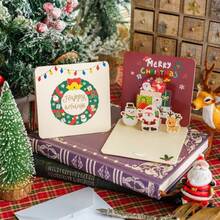 Christmas Square 3D Greeting Card, Creative Thank You Blessing Message, Foil Stamping, With Envelope & Christmas Scene Inside - Multicolor - View 12