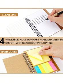 1sets/10sets Spiral Inspired Notebook With Pen - Teacher Appreciation Notebook With Sticky Notes And Motivational Pen, Suitable For Gifts To Employees, Colleagues, Students, Teachers, Parents,Sticky Notes, Spiral Notebook With Ring Binder, Self-Adhesive And Tearable Notebook For Wrong Questions And Reminders - 彩色 - 查看 5