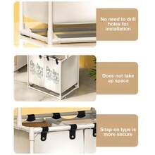 3-Tier Rolling Laundry Hamper, Foldable Clothes Sorting Basket Organizer With Wheels For Bedroom, Bathroom, Laundry Room Storage - Black/White/Beige - Black Small - View 7
