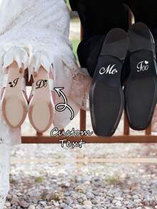 Customizable Wedding Decoration Stickers, Wedding Accessories Couple Shoe Stickers, Bride And Groom Wedding Shoe Stickers, Waterproof Removable Wedding Shoe Stickers, Suitable For "I Do" Wedding Decoration Design