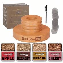 Smlpuame 1 Set, Smoked Wood Cocktail Lid Set: Wooden Smoker Kit For Bourbon Whiskey, Home Bar Supplies - Khaki - View 3