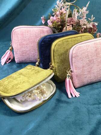 Bolsa de viaje para joyas, bolsa de almacenamiento de terciopelo para joyas, bolsa de almacenamiento con cremallera de terciopelo, caja organizadora de joyas para mujeres y niñas, bolsa de joyas con cremallera como regalo, bolsa de viaje/negocios para joyas, bolsa de almacenamiento con borla, bolsa de tela para pulsera de perlas, bolsa de joyas antiguas, regalo del Día de la Madre para mamá