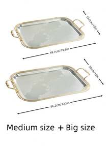 ALMAMARA 1/2/3pcs,Luxury Dual-Tone Iron Tray: Silver Base, Gold Edge & Diamond Engraving, Table/Wedding/Display Shelf | Nature-Inspired Luxury Home Accessories - Multicolor - View 16