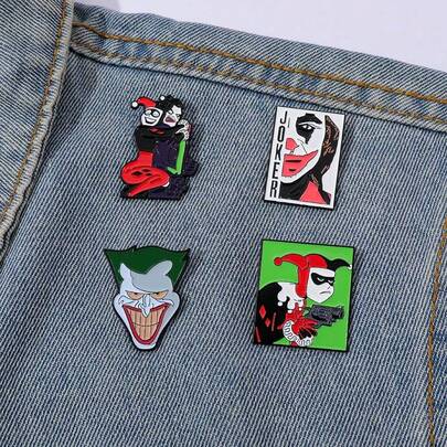  Warner Bros 1/4 Pcs Personalized Fashion Cartoon Anime Brooch Set Creative Joker Enamel Pin Metal Badge Jewelry Clothing Backpack Accessories A Gift For Friends