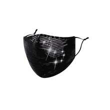 Máscara facial reutilizable con lentejuelas para mujeres, adultas, con brillo y destellos, lavable, de diseñador, de moda, linda, bonita, transpirable, ajustable, con destellos, decorativa, en negro y plateado, como regalo para mujeres - Multicolor - Ver 10