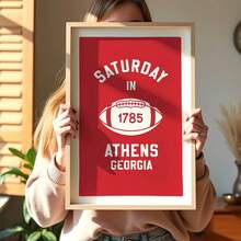 2pcs Retro Football Prints Georgia Wall Art College Sports Team Poster Football Gift For Sports Fan Wall Decor Georgia Dad Gift,Room Decoration, Home Decoration, Bedroom, Living Room And Corridor Decoration,Frame Structure