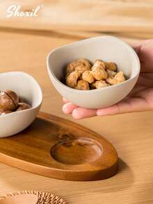 shoxil 1 Set Rustic Ceramic Snack Bowls With Rosewood Tray, 2/3/4 Compartment Multi-Use Dried Fruit Nut Dish, Creative Divider Plate For Serving Sliced Fruits, Suitable For Home, Restaurant, Party - Bowl - View 6