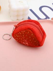 创意毛绒3D水果零钱包，可爱零钱包钥匙扣配饰，西瓜、草莓、猕猴桃迷你包 - 彩色 - 查看 5