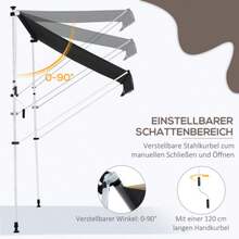 Outsunny Gelenkarmmarkise Klemmmarkise Höhenverstellbar 200x150cm Gray Aluminum For Balkon & Terrasse - Grey - View 2
