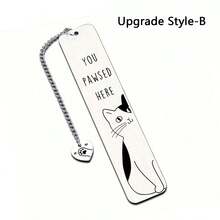 1 Stück, charmleser Katzenbuchzeichen aus Edelstahl - das perfekte Geschenk für Katzen- und Buchliebhaber, geeignet für Lesefreunde und die Frauenabteilung, Schulmaterial, Rückkehr zur Schule - Silber - Übersicht 10