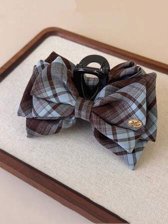 3pcs/2pcs/1pc Fashionable Plaid 5-Inch Large Bow Hair Clips, Elegant Girl Ponytail Toppers, Vintage Versatile Hair Claw Clips Elegant Hair Accessories Winter Hair Clutch