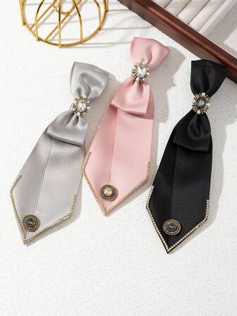 1pc Elegant Ribbon Fabric Regal Emblem Fully Rhinestone Shiny Women Brooch, Luxurious Jewelry Brooch, Suitable For Date, Gift, And Daily Wear