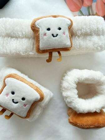 3pcs/Set Cute Cartoon Toast Headband Wholesale, Sweet Rice Ball Wristband Waterproof Hair Tie Wash Makeup Set,Stocking Stuffers,Stocking Fillers,Stocking Stuffers For Women,Stocking Fillers Women,Christmas Gifts,Gifts,Christmas Stocking Fillers,Gifts For Women,Gift,Christmas Gift,Stocking Stuffers For Adults,Stocking Fillers For Adult,Hair Stuff,Women's Accessories,Stocking Stuffer,Coming-Of-Age Hair Accessory,Christmas Hair Accessories,Gift Ideas For Women,Beauty Stocking Fillers,Christmas Gifts For Women