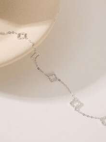 1pc S925 Sterling Silver Gold Classic Five Beaded Hollow Four-Leaf Clover Bracelet, Small, Exquisite, Simple And Hypoallergenic, Classic Sterling Silver Four-Leaf Clover Flower Chain Bracelet Jewelry, High-End Suitable For Women's Daily Wear