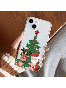 Estuche Transparente Navidad Santa Claus Alce Árbol de Navidad TPU Anti-Caída Todo Incluido Funda Protectora de Precisión Adecuado para Apple Iphone6/7/8/X/Xs/Xr/Xs Max/11/12/13/14/15/16Pro Max - Multicolor - Ver 1