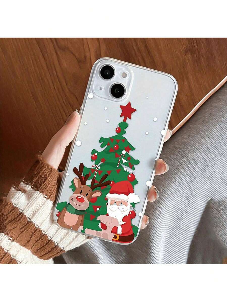 Estuche Transparente Navidad Santa Claus Alce Árbol de Navidad TPU Anti-Caída Todo Incluido Funda Protectora de Precisión Adecuado para Apple Iphone6/7/8/X/Xs/Xr/Xs Max/11/12/13/14/15/16Pro Max - Multicolor - Ver 1