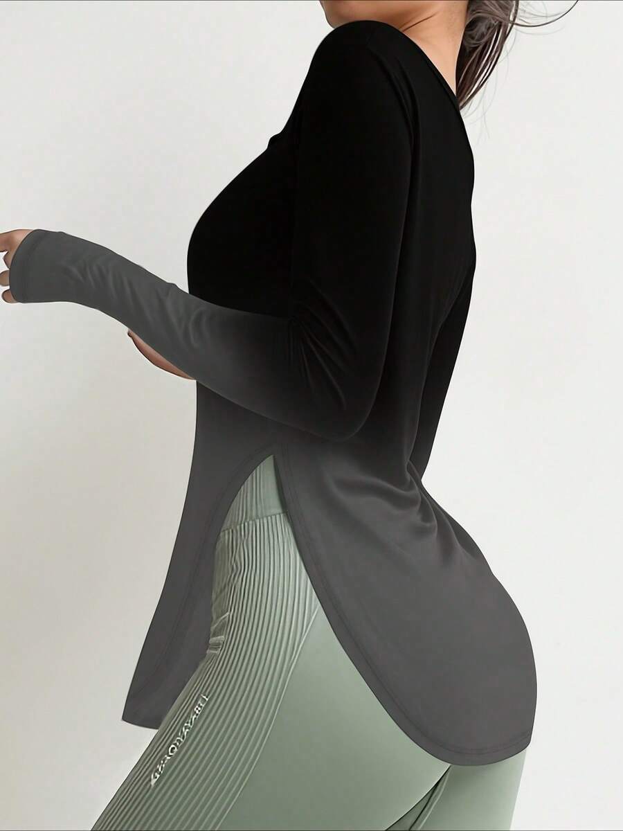女士健身瑜伽上衣，速干运动衫，适合跑步、健身房锻炼，弹力压缩打底衫