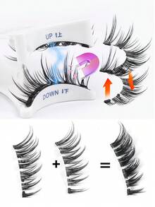 MAGEFY Kit de 2 perechi de gene magnetice fără lipici cu clipsuri magnetice, stil mixt, gene false reutilizabile cu aspect natural, gene false de nurcă de 6-13 mm pentru purtare zilnică, impermeabile, gene comice, coadă alungită care mărește ambii ochi, subțiri pentru utilizare zilnică, gene manga, articole esențiale pentru călătorii, vacanță la plajă, excursie cu cortul, petrecere de nuntă și întâlnire de lucru zilnică în club.