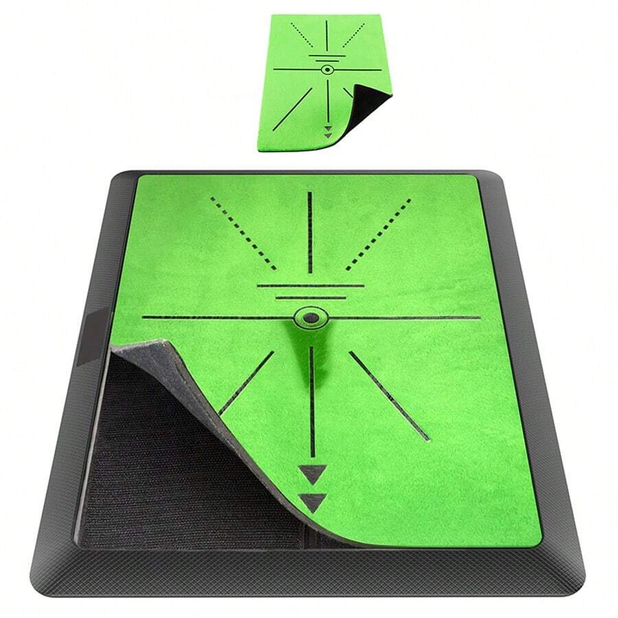 Golf Hitting Mat | Golf Training Mat For Swing Path Feedback/Hit Detection | Additional Replaceable 16"X12" Golf Practice Mat | Golf Gift, Suitable For Men/Women, Family, Indoor/Outdoor Use - 綠色 - 查看 1