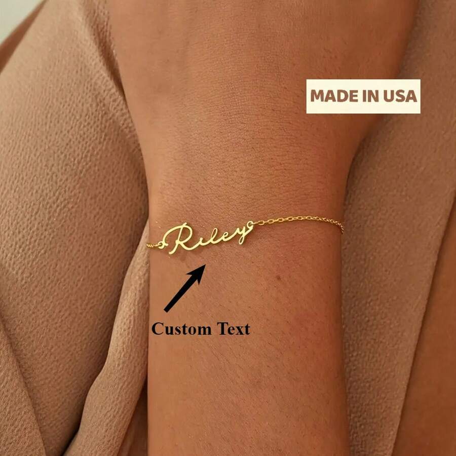 Stainless Steel Personalized Women's Minimalist Name Bracelet, Perfect Daily Matching Bracelet For Women, And A Gift For Family And Friends To Celebrate Birthdays And Holidays - 彩色 - 查看 1