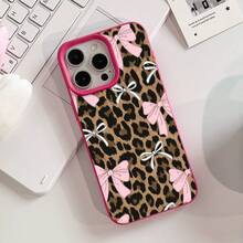 Leopard Bows Phone Case Girly Fashion Style For IPhone 17 16 15 14 13 12 11 Plus Pro Max. A  And Chic Gift For Her With A Touch Of Wild Elegance And Playful Feminine Charm. Accessorize Your Phone In Style. - Màu Hồng Tươi - Xem 5