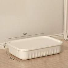 Cream-Colored Plastic Storage Box, Dust-Proof, Waterproof, Moisture-Proof, Desktop Organizer, Toy Storage, Kitchen/Bathroom Storage, Clothing Storage, Snack Storage, Free Lid Included - Apricot - View 7