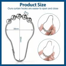 12 Pcs Shower Curtain Hooks, Stainless Steel Shower Curtains Rings Bath Curtain Rings For Bathroom Curtains Rods - 12 - View 2