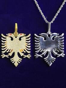 DUBSS 男士镶钻双面凤凰项链吊坠，5A级立方氧化锆镀金嘻哈饰品 - 動物 - 查看 7